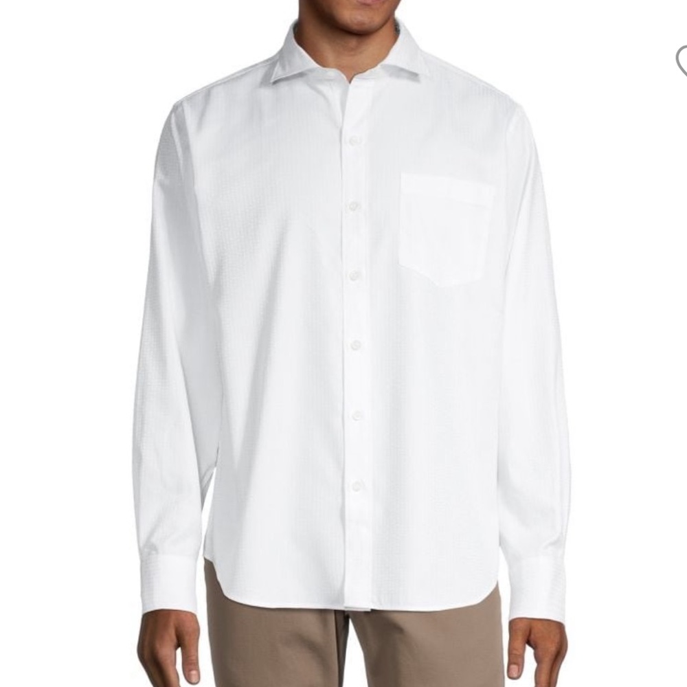 Bugatchi Mens White Button Up SZ 16.5